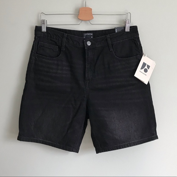Frank & Oak Pants - NWT Frank & Oak // The Stevie High Waisted Denim Bermuda Shorts in Black